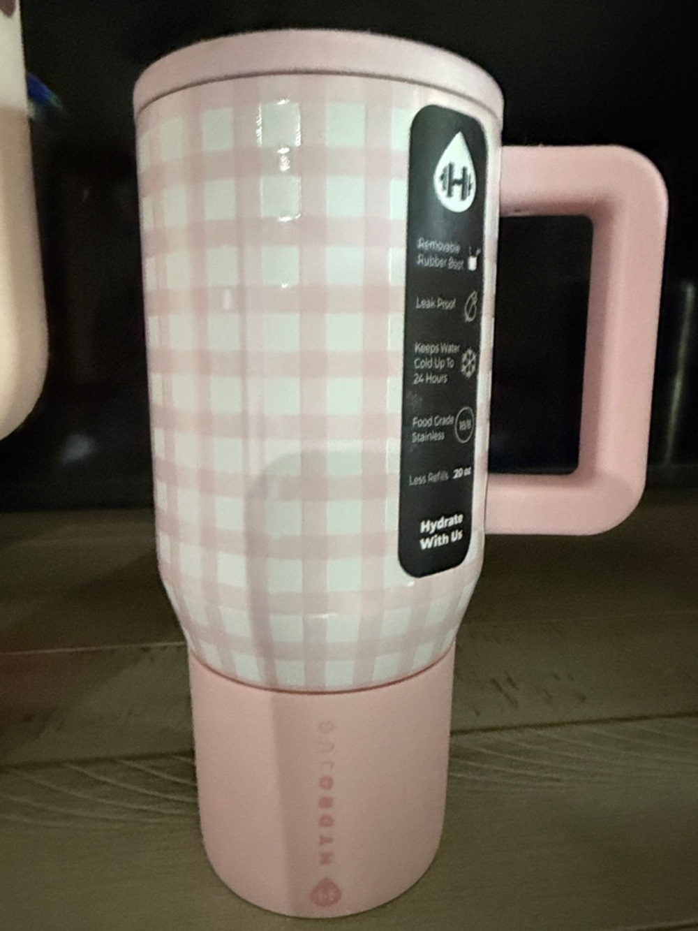 HydroJug Pink Gingham Travel Mug